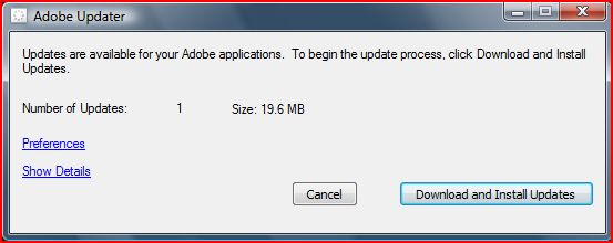 Adobe Reader Update Available